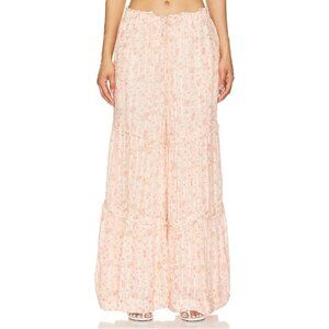 Free People Emmaline Tiered Pull -On Pant In Peach Combo Size Large NWOT